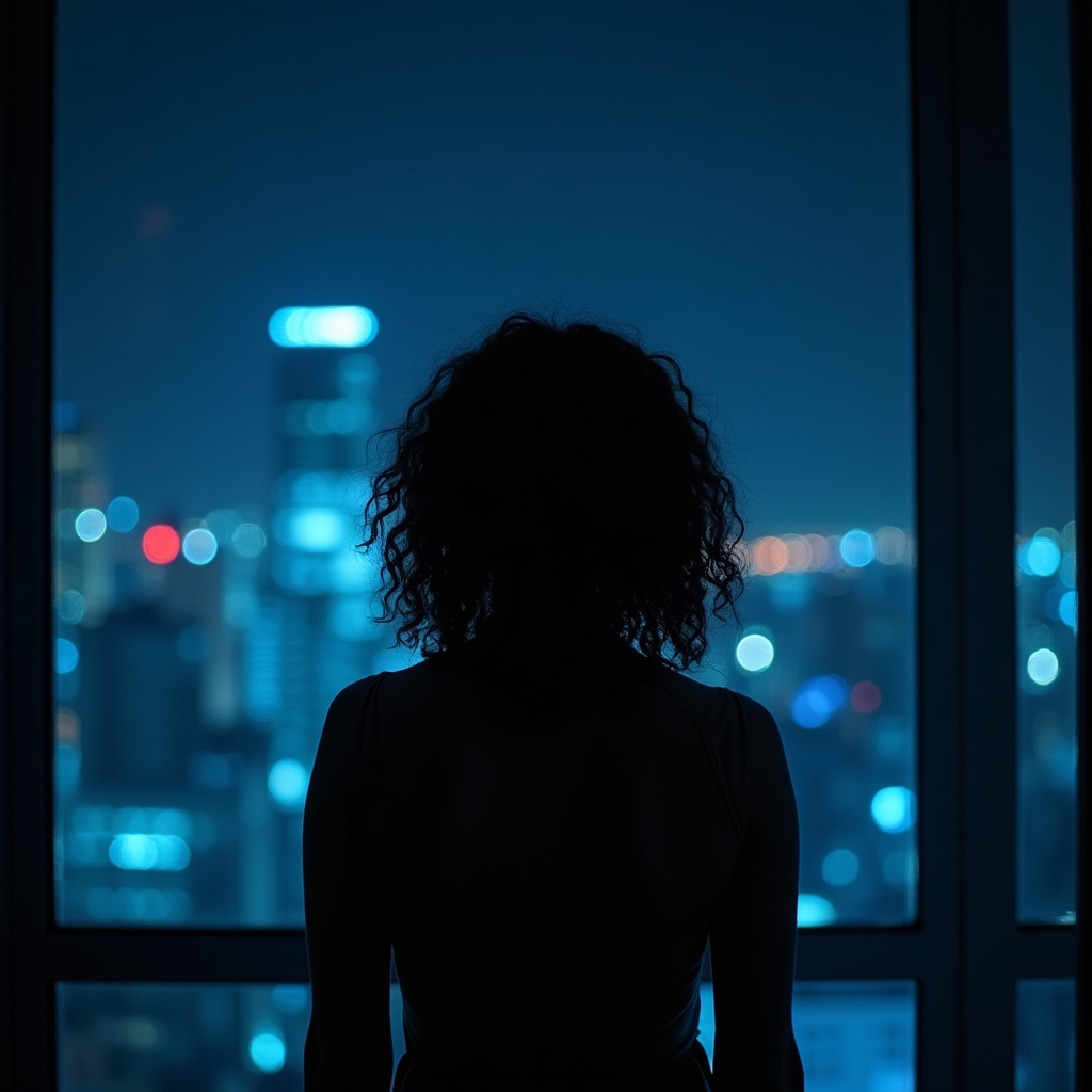 Conceptual image showing a human silhouette at night with metabolic activity visualization and soft blue lighting